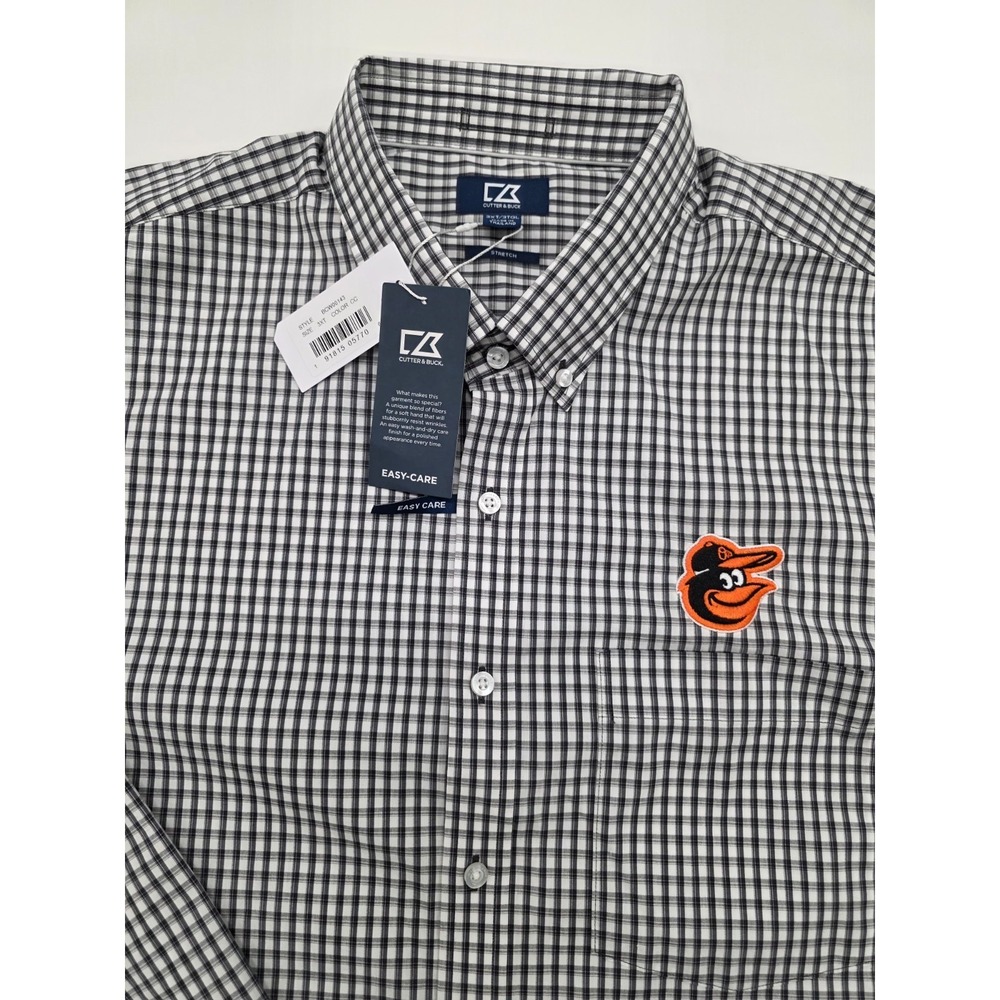 Baltimore Orioles Cutter & Buck Men's Stretch Long Sleeve Button Down Shirt 3XT